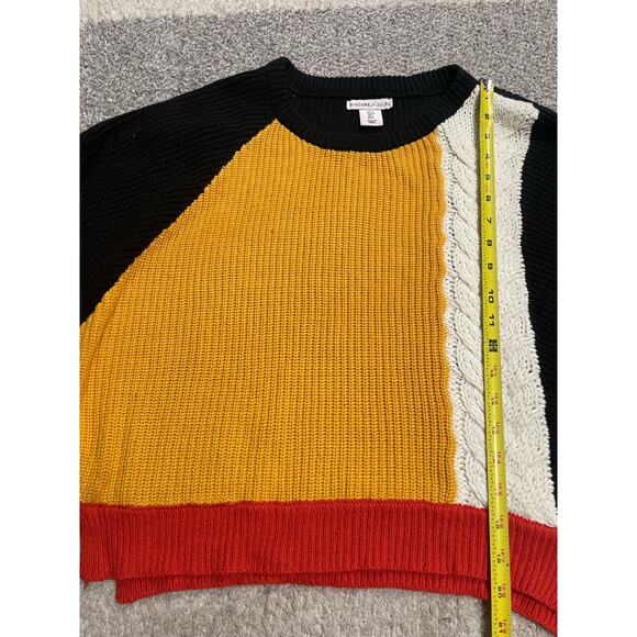 Sincerely Jules Sweater Womens Large Boxy Overized Orange Yellow Black ST18S268 - Picture 3 of 10